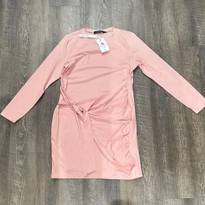 Elegant Long Sleeve Pink Dress